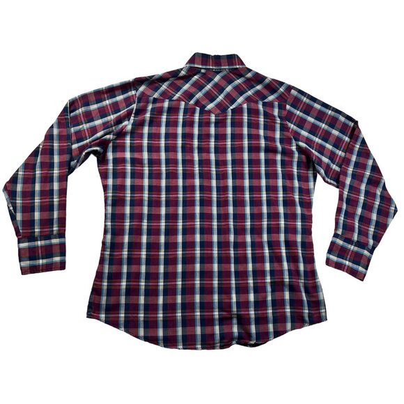 Young Bloods Shirt Men's L/S Plaid Pearl Snap Up Pockets Purple Blue Yellow L - Picture 8 of 11